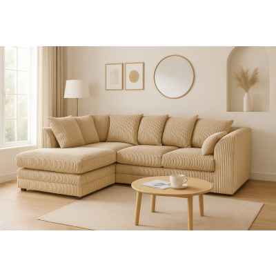 Mona Jumbo Cord Mink Corner Sofa