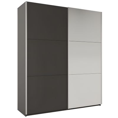 Sliding Wardrobe - WINFAIR 2 Door Mirrored Wardrobe Graphite 200cm