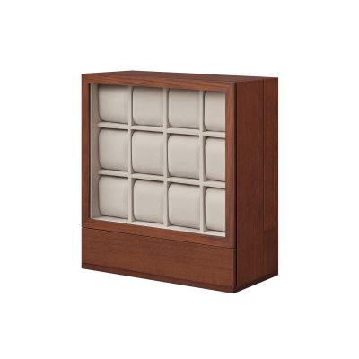 12-Slot Wooden Vertical Watch Box Coffee Brown