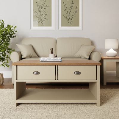 Lancaster 2 Drawer Coffee Table - Cream