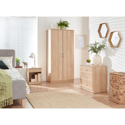 Wardrobe Set - PRADA 2 Door Bedroom Set 3 Piece Oak 79cm