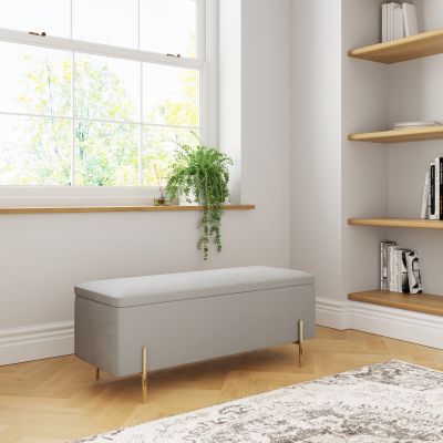 Mystica Ottoman Storage Bench Grey