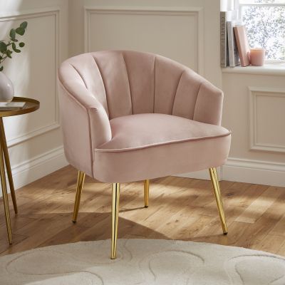 Pettine Scalloped Design Gold Legs Chair - Pink