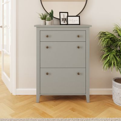 Deluxe Two Tier Shoe Cabinet Grey