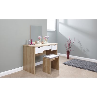 Dressing Table - ELIZABETH Dresser Oak and White 100cm