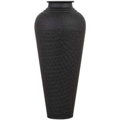 Hammered Vase With Lid - Matt Black