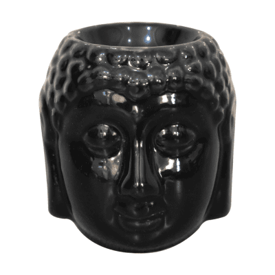 Aromatic Black Buddha Head Oil Burner Set - Ylang, White Lotus, Lavender