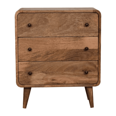 MINTO III Oak Finish Chest of Drawers - Small-sized, 3 Drawers