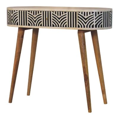 Nordic Style Legs Bone Inlay Console Table - OakIsh and Bone Inlay
