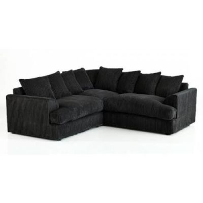 Jamba Double Padded Fabric Black Corner Sofa - 6 Colours Available