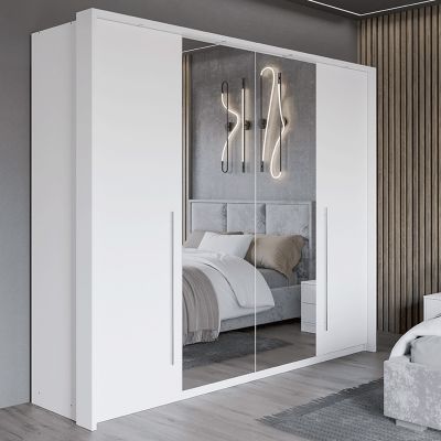 Sliding Wardrobe - KIRKLEES 2 Door Mirrored Wardrobe White 256cm