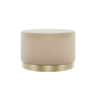 Harlow Large Pouffe with Brushed Gold Base - Beige Velvet