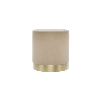 Harlow Small Pouffe with Brushed Gold Base - Beige Velvet