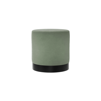 Harlow Small Pouffe with Matte Black Base - Sage Velvet
