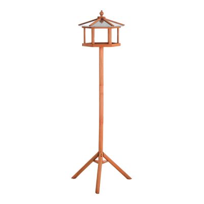 Portable Wooden Bird Feeder Station with Stand for Garden, Patio or Balcony