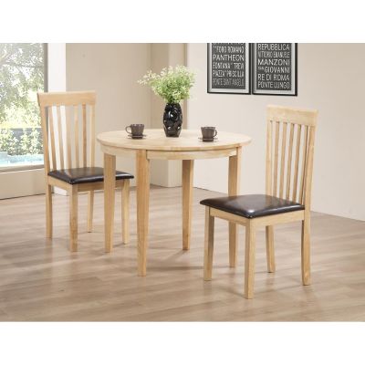 Scottsdale Contemporary Comfort Pair of Wooden Dining Chairs with PU Seating in Natural