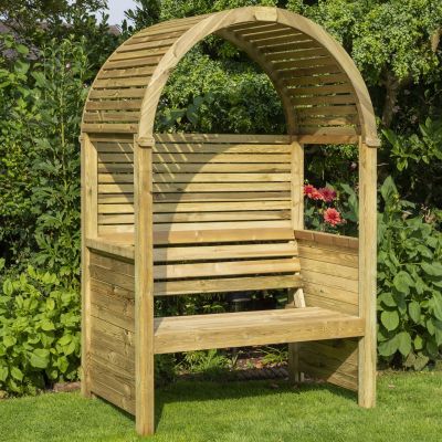 Modena Contemporary Arbour with Horizontal Slats and Open Slatted Roof