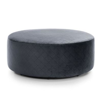 Bethan Velvet Qulited Swivel Large Footstool - Dark Grey