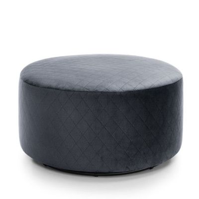 Bethan Velvet Swivel Footstool - Dark Grey