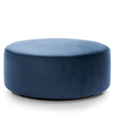 Bethan Velvet Large Swivel Footstool - Dark Blue