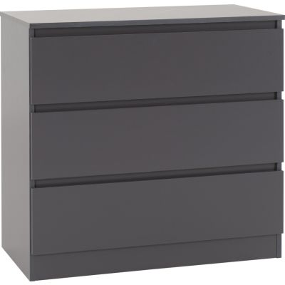 MALDEN Grey Chest of Drawers - Medium-sized, 3 Drawers