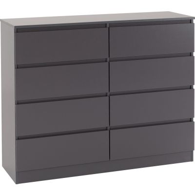 MALDEN Grey Chest of Drawers - Large-sized, 8 Drawers, Double
