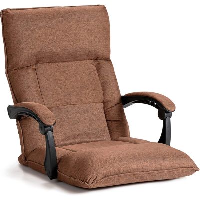 Floor Sofa Chair with 14-Position Adjustable Backrest-Brown