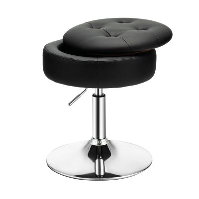 Swivel 360 Vanity Stool with Removable Tray Lid - Black