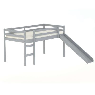 Pine Wood Midi Kids Sleeper Bed With Slide - Grey