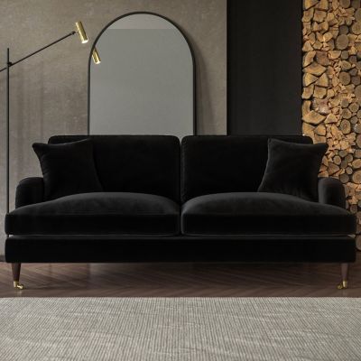 PAYTON Velvet 3 Seater Sofa - Black