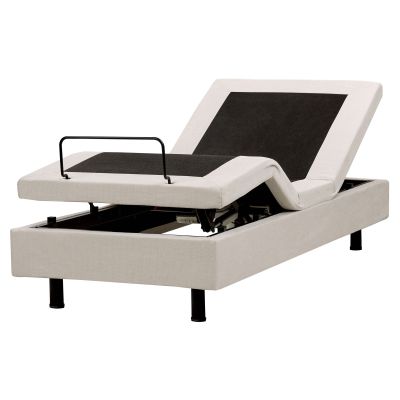 LUKE Adjustable Bedframe without Headboard Fabric 80 x 200cm EU Small Single Bed Light Beige