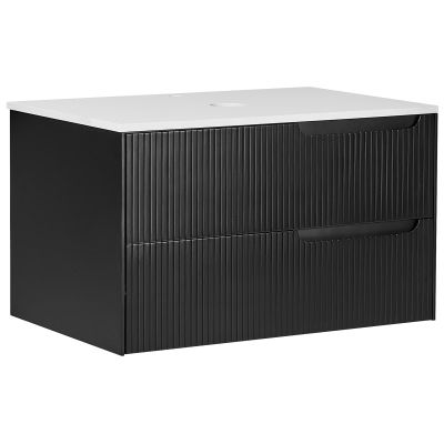 Wall Mounted Washbasin Cabinet QUINTELA 80 cm 52 cm 48 cm Black