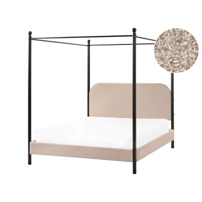 MORIS Four Poster Bedframe Boucle 140 x 200cm EU Double Bed Taupe