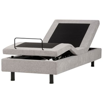 LUKE Adjustable Bedframe without Headboard Fabric 80 x 200cm EU Small Single Bed Light Grey