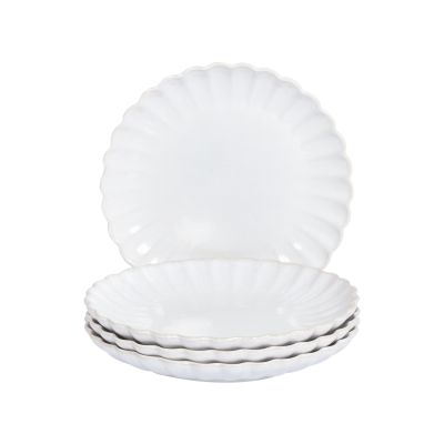 Set of 4 Side Plates NETTLE Stoneware White