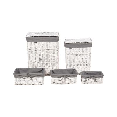 Set of 5 Willow Baskets Grey ELLA