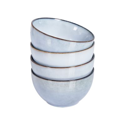Set of 4 Bowls JUNIPER Stoneware Light Blue