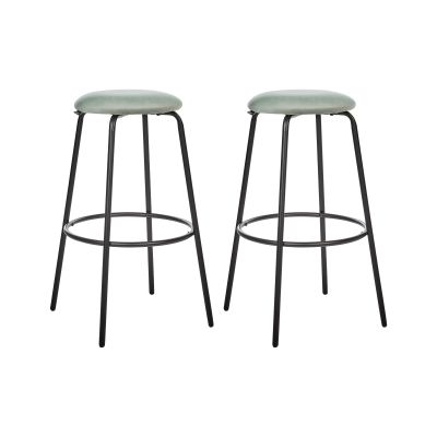 Set of 2 Bar Stools MORTON Velvet Mint Green