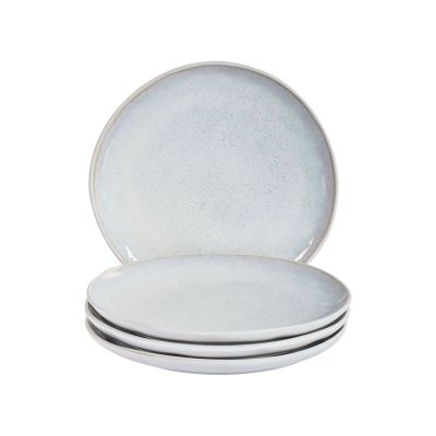 Set of 4 Side Plates SESAME Stoneware Light Grey