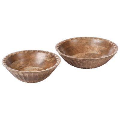 FAIRHURST Mango Wood Set of 2 Bowls - Light Brown