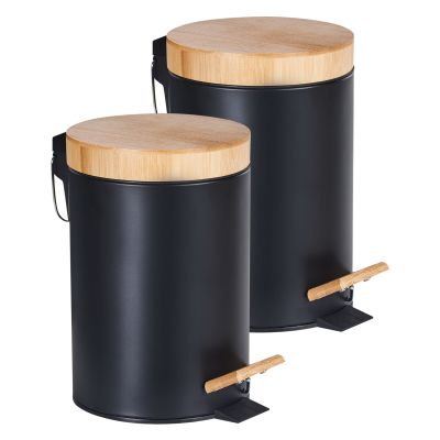 DURSCOMBE Metal Set of 2 Pedal Waste Bins - Black