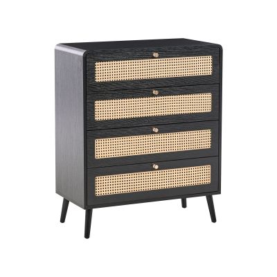 LUMINARA Black Chest of Drawers - Medium-sized, 4 Drawers
