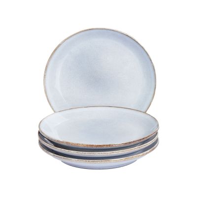 Set of 4 Side Plates JUNIPER Stoneware Light Blue
