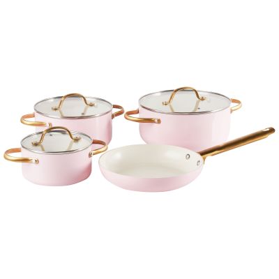 TLIEE PRO 7 Piece Pan Set Pastel Pink