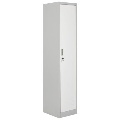 CLARESTON Metal Single Door Office Storage Locker Cabinet - Grey with White