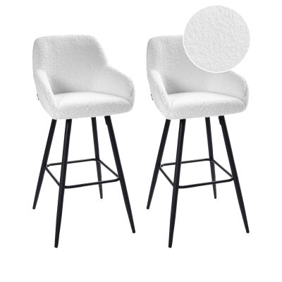 Set of 2 Bar Chairs CASMALIA Boucle Off-White