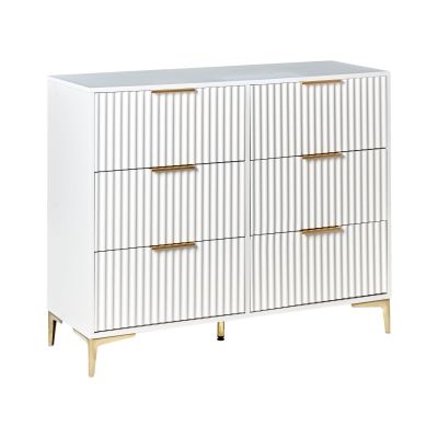 MARLSEY White Chest of Drawers - Large-sized, 6 Drawers, Double