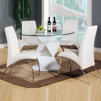 Centralia High Gloss Dining Set with 4 Chairs - White