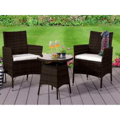 Garden Rattan 3 Piece Bistro Furniture Set - 3 Colours