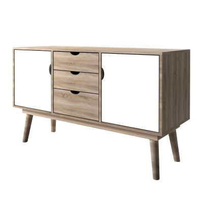 Scandi 2 Door 2 Drawer Oak Sideboard - White